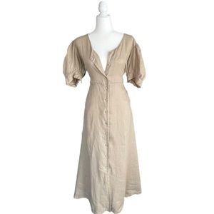🏷 NWT Magaschoni 100% Linen Vintage-Inspired Maxi Dress, XL/XXL